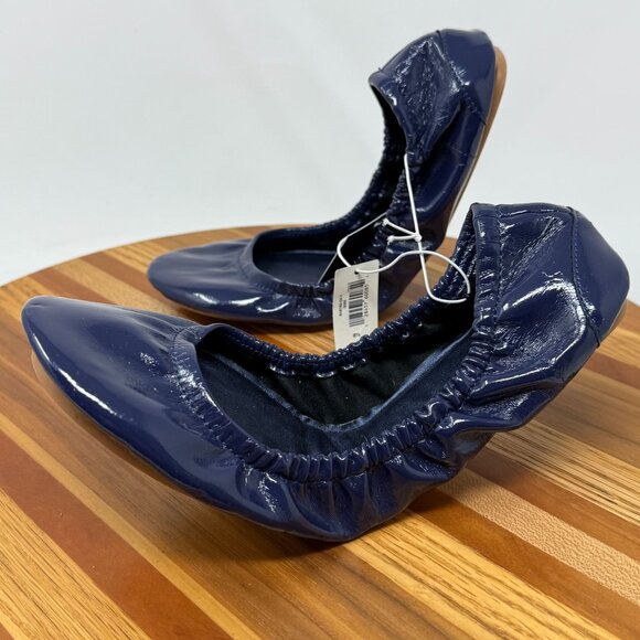 GAP City Flats Navy Patent Foldable Ballet Flats 8.5 Padded Sole Travel Comfort - Picture 3 of 6